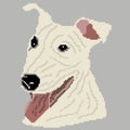 The silhouette of a white dog breed Pit Bull Terrier is the face, the head is drawn in the form of squares, pixels Royalty Free Stock Photo