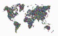 The silhouette of the whole world composed of colorful squares to illustrate diversity