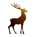 Silhouette of a wild deer with beautiful antlers. Black with gradient. Vector illustration isolated on white background Royalty Free Stock Photo