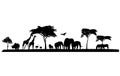 Silhouette of wildlife safari Royalty Free Stock Photo