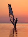 Silhouette of a wind-surfer on a sunset 3 Royalty Free Stock Photo