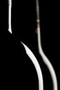 Silhouette of wine bottle, black background, two bottles of wine Royalty Free Stock Photo