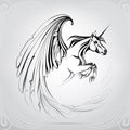 Silhouette of the winged unicorn. vector illustration