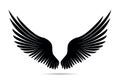 Silhouette wings. Vector illustration on white background. Black