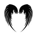 Silhouette wings. Vector illustration on white background. Black