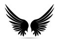 Silhouette wings. Vector illustration on white background. Black