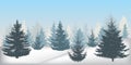 Silhouette of winter snowy forest, beautiful spruce trees Royalty Free Stock Photo