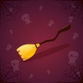 Silhouette Witch Broomstick And Skull Happy Halloween Banner