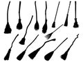 Set of witch broomstick silhouette vector art Royalty Free Stock Photo