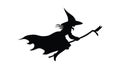 Silhouette witches flying on a broom maggic, with a white background Royalty Free Stock Photo