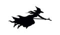 Silhouette witches flying on a broom maggic, with a white background Royalty Free Stock Photo