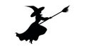 Silhouette witches flying on a broom maggic, with a white background Royalty Free Stock Photo