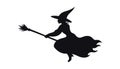 Silhouette witches flying on a broom maggic, with a white background Royalty Free Stock Photo