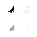 Silhouette of the wolf black and grey set icon . Royalty Free Stock Photo