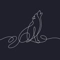Silhouette of a wolf in a continuous line