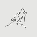 Silhouette of a wolf in a continuous line