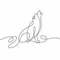 Silhouette of a wolf in a continuous line