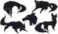 Silhouette of a wolf in different versions Royalty Free Stock Photo