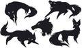 Silhouette of a wolf in different versions