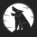 Silhouette Of The Wolf. Vector Logo. Wild Wolf