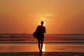 Silhouette of a woman on the beach in bali Royalty Free Stock Photo