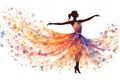 Silhouette woman beauty person female ballet dancer ballerina dance illustration young watercolor Royalty Free Stock Photo