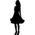 Silhouette of woman black and white vector illustration Royalty Free Stock Photo