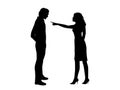 Silhouette of woman blaming man Royalty Free Stock Photo