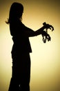 Silhouette of woman with chains Royalty Free Stock Photo