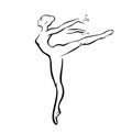 Silhouette woman. Dance. Ballerinas outline sign. Illustration.