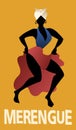 Silhouette of woman dancing Latin music. Merengue. Vector Illustration