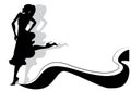 Silhouette of woman dancing tango