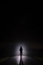 Silhouette of a woman in the darkness Royalty Free Stock Photo