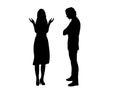 Silhouette of a woman does not understand man Royalty Free Stock Photo