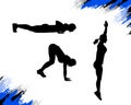 Silhouette of a woman doing burpee exercise