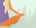 Silhouette of a woman doing yoga in a lotus position on a background of rocky mountains. Meditation concept, healthy Royalty Free Stock Photo