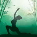 Silhouette of woman doing yoga. Vector illustration decorative design