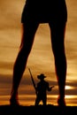 Silhouette of woman in dress and heels legs cowboy Royalty Free Stock Photo