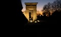 Silhouette of a woman face in the debod temple. Madrid Royalty Free Stock Photo