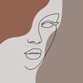 A silhouette of woman face with pastel decoration. Minimalist illustration.