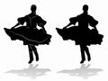 Silhouette of woman folklore dancer, vector draw