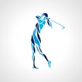 Silhouette of woman golf player in blue colors. Vector eps10 Royalty Free Stock Photo