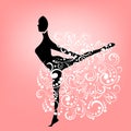 Silhouette of woman in graceful movement