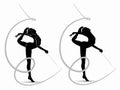 Silhouette of a woman gymnast with ribbon