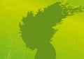 Silhouette of woman with hair from tree