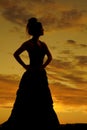 Silhouette woman hands hips big dress Royalty Free Stock Photo