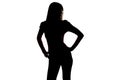 Silhouette woman with hands on hips, half turned Royalty Free Stock Photo