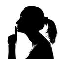 Silhouette of woman with hush sign Royalty Free Stock Photo