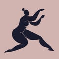 A silhouette of a woman inspired by Matisse. Dance of the female body in motion. Vector cutout illustration isolated in Royalty Free Stock Photo