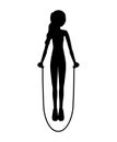 Silhouette woman jump rope down Royalty Free Stock Photo